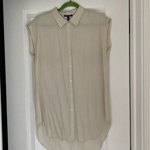 Eileen Fisher Cream Ivory Bone Silk Button Tunic Size Small
